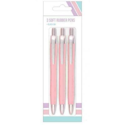 Design Group Retractable Soft Rubber Pens With Black Ink Peach Pink 3Pk PTBP 1