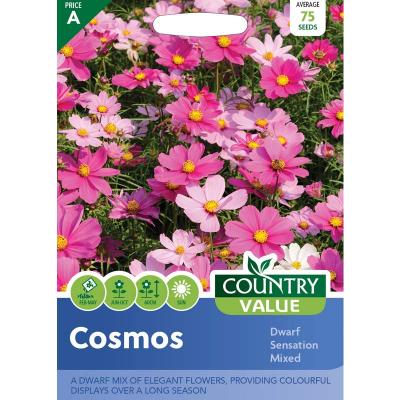 Country Value Price Band A Dwarf Sensation Mixed Cosmos Flower Seeds Assorted Colors Growth up to 60cm Pack of 75-Seeds