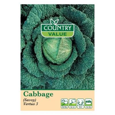 Country Value Price Band A Winter Cropping Variety Savoy Vertus 3 Cabbage Vegetable Seeds Green Pack of 300-Seeds