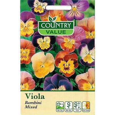 Country Value Price Band A Bambini Mixed Viola Flower Seeds Assorted Colours Growth up to 15cm Pack of 50-Seeds