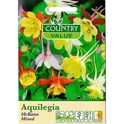 Country Value Price Band A Mckana Mixed Aquilegia Flower Seeds Assorted Colours Growth up to 75cm Pack of 100-Seeds