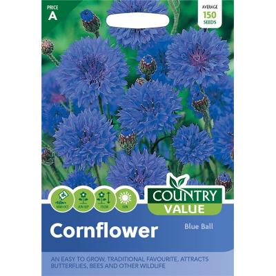 Country Value Price Band A Easy To Grow Blue Ball Corn Flower Seeds Multicolour Growth up to 75cm Pack of 150-Seeds