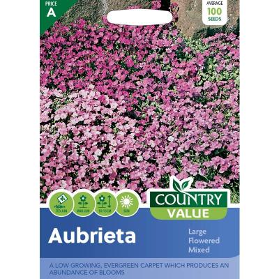 Country Value Price Band A Large Flowered Mixed Aubrieta Flower Seeds Multicolour Growth up to 15cm Pack of 100-Seeds