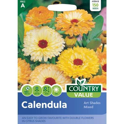 Country Value Price Band A Easy to Grow Art Shades Mixed Calendula Flower Seeds Multicolour Growth up to 60cm Pack of 150-Seeds