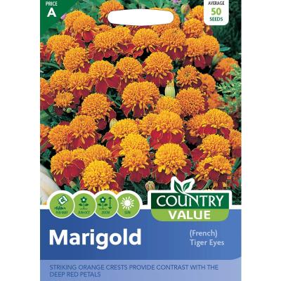 Country Value Price Band A French Tiger Eyes Marigold Flower Seeds Multicolour Growth up to 20cm Pack of 50-Seeds