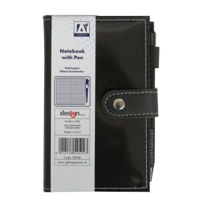 Design Group Ruled Paper Notebook With Pen Black and White FSC3-SMNB 1