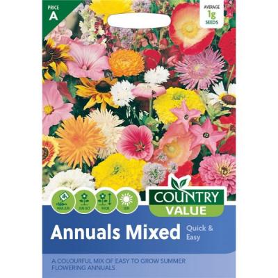Fothergills Country Value Annuals Mixed Flowers Seeds Multicolour 1g 2025D