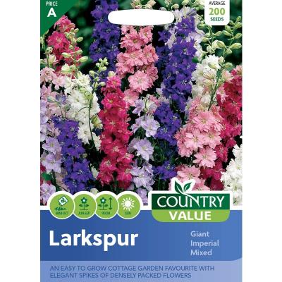 Fothergills Country Value Larkspur Flower Seeds Multicolour 200-Seeds 2025N