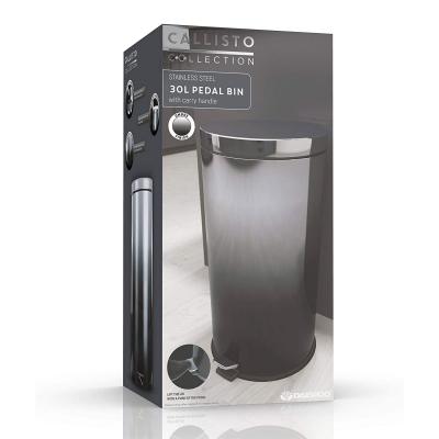 Daewoo Callisto Collection Stainless Steel Pedal Bin With Carry Handle Black 30Ltr BIN1083