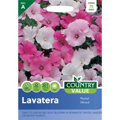 Country Value Price Band A Easy to Grow Pastel Mixed Lavatera Flower Seeds Assorted Growth up to 60cm Pack of 75-Seeds